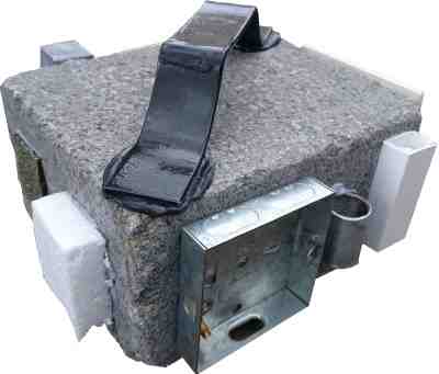 Adhesive concrete demonstration block to stick concrete, stone, marble and other items.