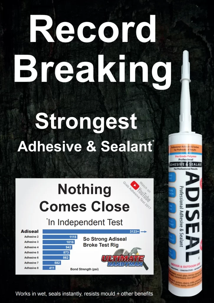 Strongest adhesive sealant proven by an independent test. Test results chart.