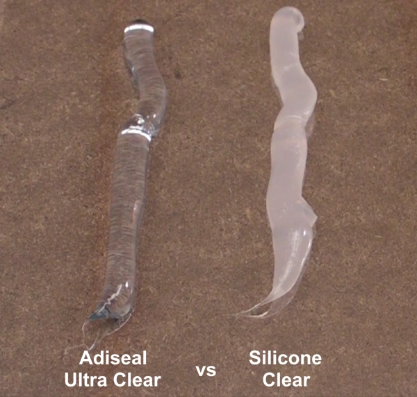 clear sealant comparison. Adiseal ultra clear vs silicone clear sealant.